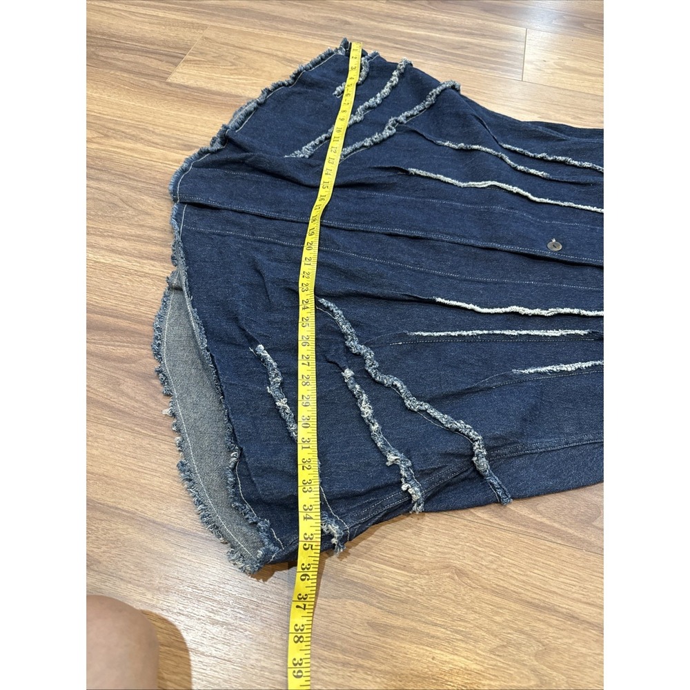 Cynthia Ashby Denim DusterJacket /dress Artsy Asymmetrical Distressed Lagenlook - Picture 11 of 12